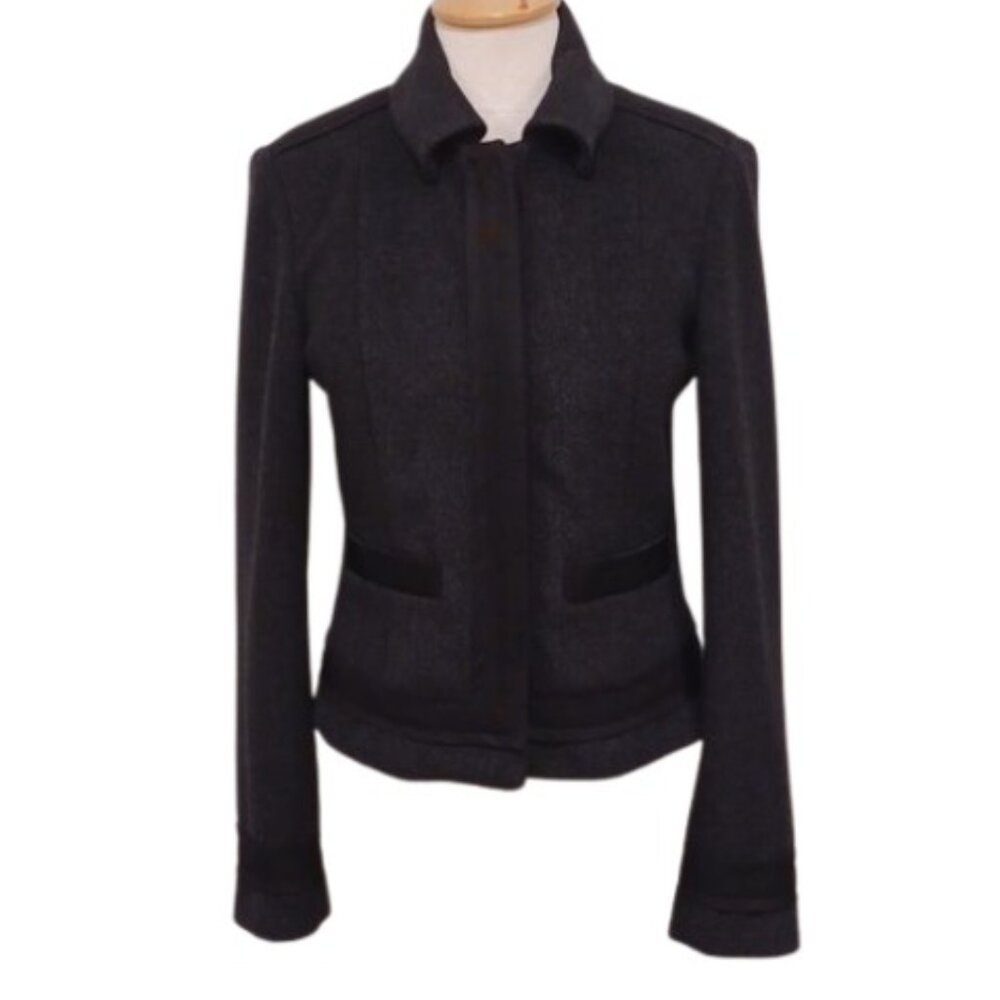 Pink Tartan Wool Blend Herringbone Snap Front Peacoat Jacket- Sz. 4